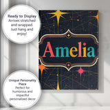 Personalised Name Abstract Night Sky Custom Premium Decorative Design Modern Room Accent Canvas Wall Art Print Decor Picture Ready to Hang