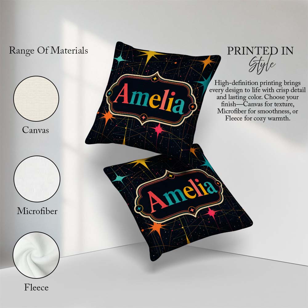 Custom Name Abstract Night Sky Lines Atomic Mid Century Seamless Square Filled Cushion Throw Pillow Sofa Bed Home Decor Zip Washable UK Made