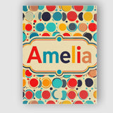 Personalised Name Abstract Polka Dot Custom Premium Decorative Design Modern Room Accent Canvas Wall Art Print Decor Picture Ready to Hang