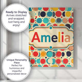 Personalised Name Abstract Polka Dot Custom Premium Decorative Design Modern Room Accent Canvas Wall Art Print Decor Picture Ready to Hang