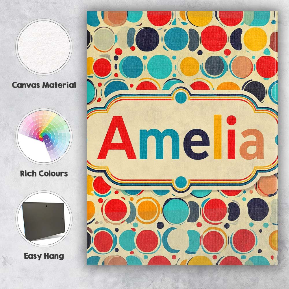 Personalised Name Abstract Polka Dot Custom Premium Decorative Design Modern Room Accent Canvas Wall Art Print Decor Picture Ready to Hang