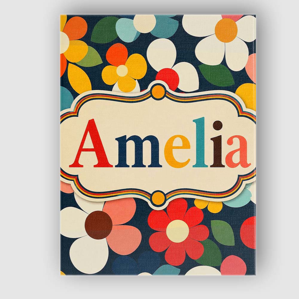 Personalised Name Colorful Daisy Flowers Custom  Unique Gift Idea Elegant Feature Canvas Wall Art Print Decor Picture Ready to Hang
