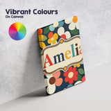 Personalised Name Colorful Daisy Flowers Custom  Unique Gift Idea Elegant Feature Canvas Wall Art Print Decor Picture Ready to Hang