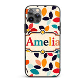Mid Century Floral Petal Shapes Minimal Modern Custom Name Protective Phone Case Mobile Cover Durable Everyday Smartphone Shock Resistant