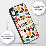 Mid Century Floral Petal Shapes Minimal Modern Custom Name Protective Phone Case Mobile Cover Durable Everyday Smartphone Shock Resistant