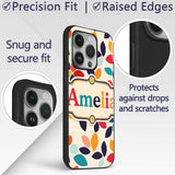 Mid Century Floral Petal Shapes Minimal Modern Custom Name Protective Phone Case Mobile Cover Durable Everyday Smartphone Shock Resistant