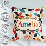 Custom Name Century Floral Petal Shapes Minimal Seamless Pattern Square Filled Cushion Throw Pillow Sofa Bed Home Decor Zip Washable UK Made