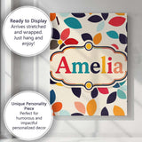 Personalised Name Mid Century Floral Petal Custom  Unique Gift Idea Elegant Feature Canvas Wall Art Print Decor Picture Ready to Hang