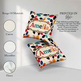 Custom Name Century Floral Petal Shapes Minimal Seamless Pattern Square Filled Cushion Throw Pillow Sofa Bed Home Decor Zip Washable UK Made