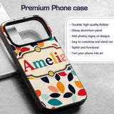 Mid Century Floral Petal Shapes Minimal Modern Custom Name Protective Phone Case Mobile Cover Durable Everyday Smartphone Shock Resistant