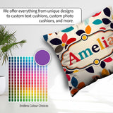 Custom Name Century Floral Petal Shapes Minimal Seamless Pattern Square Filled Cushion Throw Pillow Sofa Bed Home Decor Zip Washable UK Made