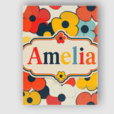 Personalised Name Bold Pop Flowers Custom  Stylish Home Interior Unique Gift Idea Canvas Wall Art Print Decor Picture Ready to Hang