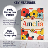 Personalised Name Bold Pop Flowers Custom  Stylish Home Interior Unique Gift Idea Canvas Wall Art Print Decor Picture Ready to Hang