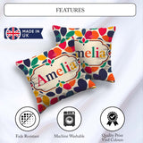 Custom Name Abstract Leaf Petal Scandinavian Style Seamless Name Square Filled Cushion Throw Pillow Sofa Bed Home Decor Zip Washable UK Made