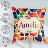 Custom Name Abstract Leaf Petal Scandinavian Style Seamless Name Square Filled Cushion Throw Pillow Sofa Bed Home Decor Zip Washable UK Made