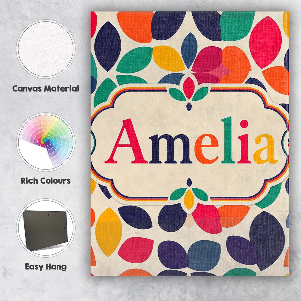 Personalised Name Abstract Leaf Petal Custom Modern Room Accent Creative Decorator Style Canvas Wall Art Print Decor Picture Ready to Hang