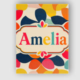 Personalised Name Modern Organic Leaf Custom Stylish Home Interior Contemporary Display Canvas Wall Art Print Decor Picture Ready to Hang