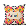 Custom Name Floral Circle Motif Graphic Flowers Seamless Pattern Square Filled Cushion Throw Pillow Sofa Bed Home Decor Zip Washable UK Made