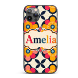 Floral Circle Motif Bold Graphic Flowers Seamless Custom Name Protective Phone Case Mobile Cover Durable Everyday Smartphone Shock Resistant