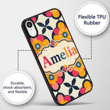 Floral Circle Motif Bold Graphic Flowers Seamless Custom Name Protective Phone Case Mobile Cover Durable Everyday Smartphone Shock Resistant