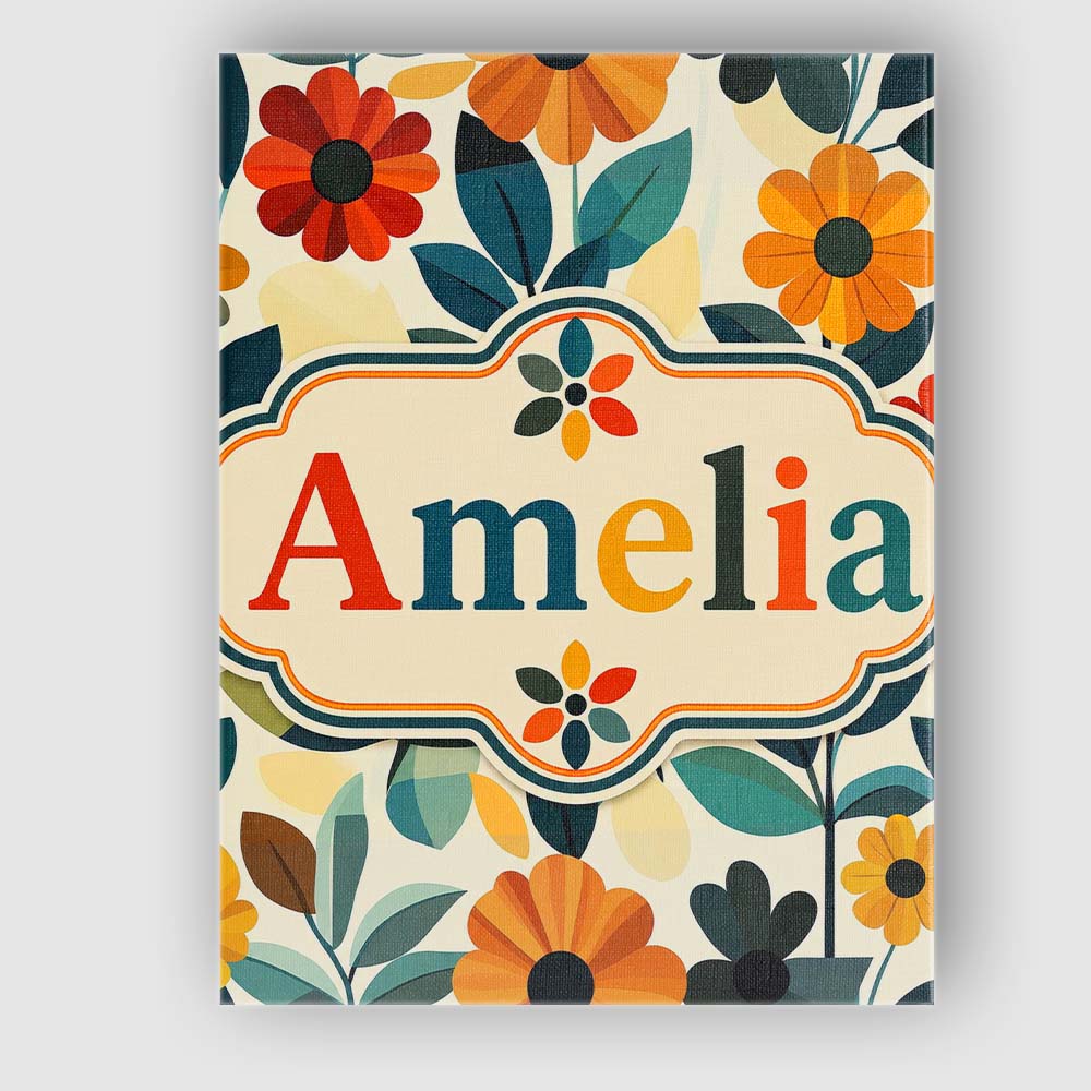 Personalised Name Botanical Flowers and Custom  Modern Room Accent Elegant Feature Canvas Wall Art Print Decor Picture Ready to Hang