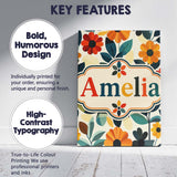 Personalised Name Botanical Flowers and Custom  Modern Room Accent Elegant Feature Canvas Wall Art Print Decor Picture Ready to Hang
