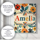 Personalised Name Botanical Flowers and Custom  Modern Room Accent Elegant Feature Canvas Wall Art Print Decor Picture Ready to Hang