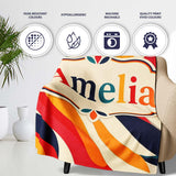 Abstract Flowing Waves Colorful Curves Seamless Pattern Name Cute  Personalised Custom Name Super Soft Fleece Blanket Bed Sofa Throw