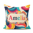 Custom Name Bold Swirl Shapes Vibrant Abstract Flow Pattern Name Square Filled Cushion Throw Pillow Sofa Bed Home Decor Zip Washable UK Made