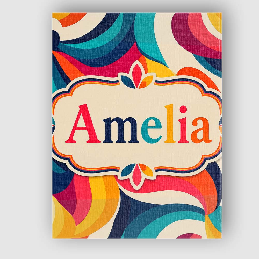 Personalised Name Bold Swirl Shapes Vibrant Custom  Bespoke Interior Contemporary Canvas Wall Art Print Decor Picture Ready to Hang