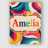 Personalised Name Bold Swirl Shapes Vibrant Custom  Bespoke Interior Contemporary Canvas Wall Art Print Decor Picture Ready to Hang
