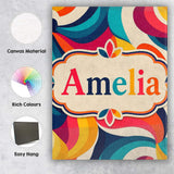 Personalised Name Bold Swirl Shapes Vibrant Custom  Bespoke Interior Contemporary Canvas Wall Art Print Decor Picture Ready to Hang