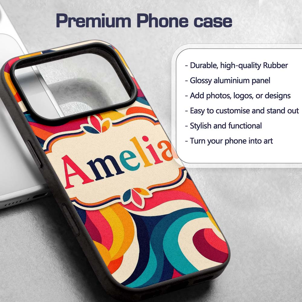 Bold Swirl Shapes Vibrant Abstract Flow Seamless Custom Name Protective Phone Case Mobile Cover Durable Everyday Smartphone Shock Resistant