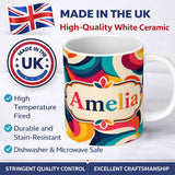 Personalized Custom Name Bold Swirl Shapes Vibrant Abstract Flow Seamless Pattern Name Cute 11oz Ceramic Coffee Tea Mug White Large Handle