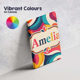 Personalised Name Bold Swirl Shapes Vibrant Custom  Bespoke Interior Contemporary Canvas Wall Art Print Decor Picture Ready to Hang