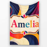 Deep Color Gradient Waves Abstract Flow Seamless Pattern Name Cute  Personalised Custom Name Super Soft Fleece Blanket Bed Sofa Throw