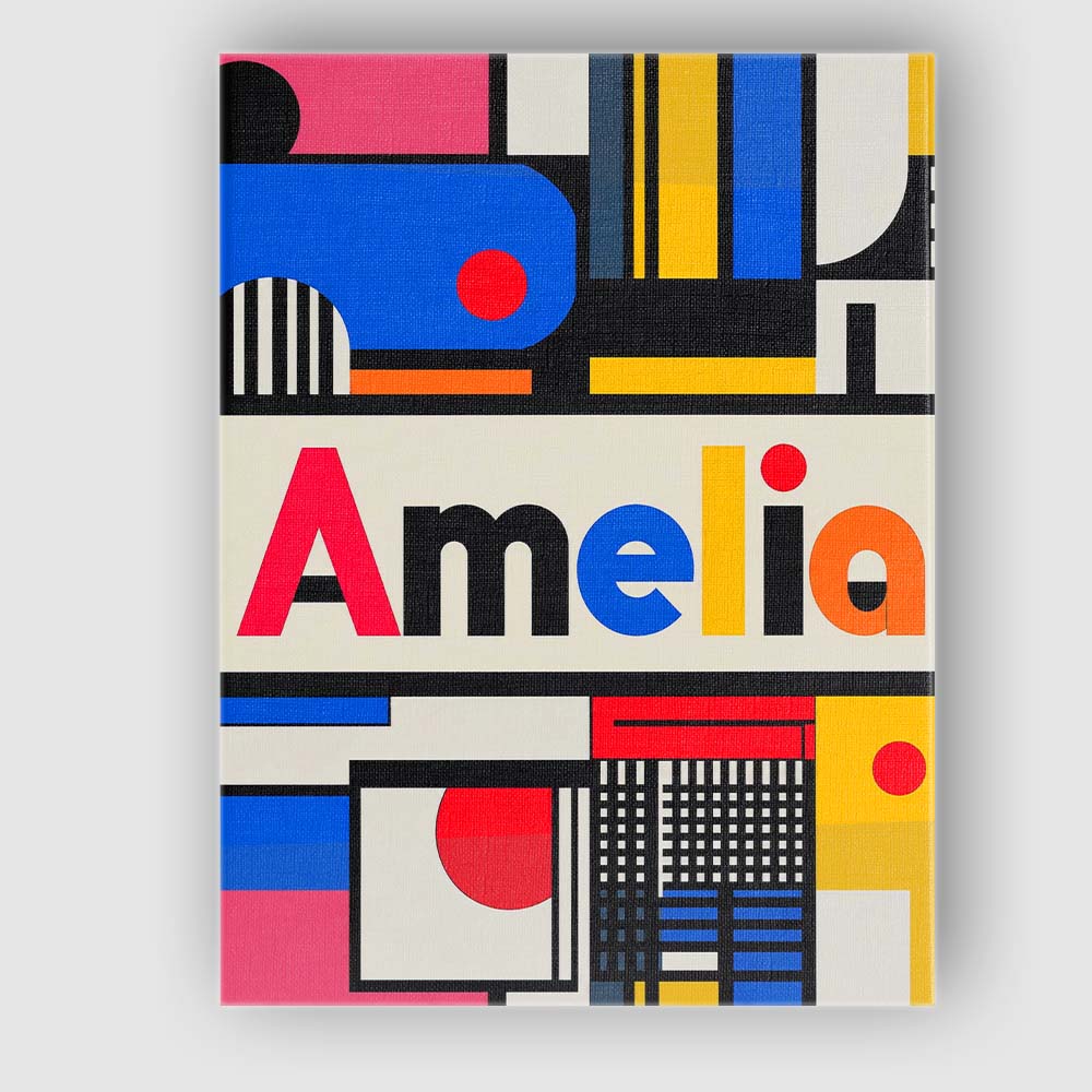 Personalised Name Bauhaus Inspired Abstract Custom  Bespoke Interior Contemporary Canvas Wall Art Print Decor Picture Ready to Hang