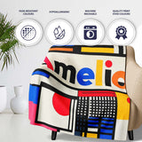 Bauhaus Inspired Abstract Lines Shapes Graphic Seamless Pattern  Personalised Custom Name Super Soft Fleece Blanket Bed Sofa Throw