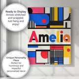 Personalised Name Bauhaus Inspired Abstract Custom  Bespoke Interior Contemporary Canvas Wall Art Print Decor Picture Ready to Hang