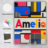 Personalised Name Bauhaus Inspired Abstract Custom  Bespoke Interior Contemporary Canvas Wall Art Print Decor Picture Ready to Hang