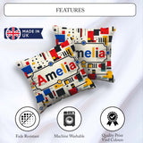 Custom Name Minimal Abstract Grid Shapes Primary Colors Seamless Square Filled Cushion Throw Pillow Sofa Bed Home Decor Zip Washable UK Made