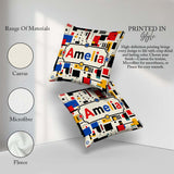 Custom Name Minimal Abstract Grid Shapes Primary Colors Seamless Square Filled Cushion Throw Pillow Sofa Bed Home Decor Zip Washable UK Made