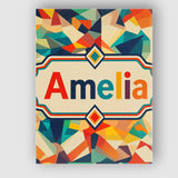 Personalised Name Vibrant Low Poly Abstract Custom  Bespoke Interior Contemporary Canvas Wall Art Print Decor Picture Ready to Hang
