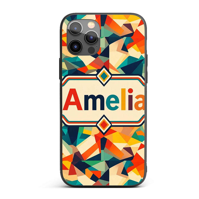 Vibrant Low Poly Abstract Triangles Colorful Custom Name Protective Phone Case Mobile Cover Durable Everyday Smartphone Shock Resistant