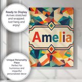 Personalised Name Vibrant Low Poly Abstract Custom  Bespoke Interior Contemporary Canvas Wall Art Print Decor Picture Ready to Hang