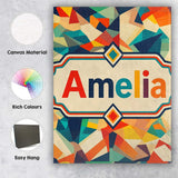 Personalised Name Vibrant Low Poly Abstract Custom  Bespoke Interior Contemporary Canvas Wall Art Print Decor Picture Ready to Hang