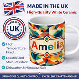 Personalized Custom Name Vibrant Low Poly Abstract Triangles Colorful Seamless Pattern Name 11oz Ceramic Coffee Tea Mug White Large Handle