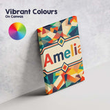 Personalised Name Vibrant Low Poly Abstract Custom  Bespoke Interior Contemporary Canvas Wall Art Print Decor Picture Ready to Hang