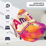 Soft Gradient Polygon Abstract Warm Color Seamless Pattern Name Cute  Personalised Custom Name Super Soft Fleece Blanket Bed Sofa Throw