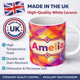 Personalized Custom Name Soft Gradient Polygon Abstract Warm Color Seamless Pattern Name Cute 11oz Ceramic Coffee Tea Mug White Large Handle
